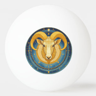 Pelota De Ping Pong Escudo Dorado de Aries del Zodiaco