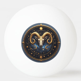 Pelota De Ping Pong Escudo Dorado de Aries del Zodiaco
