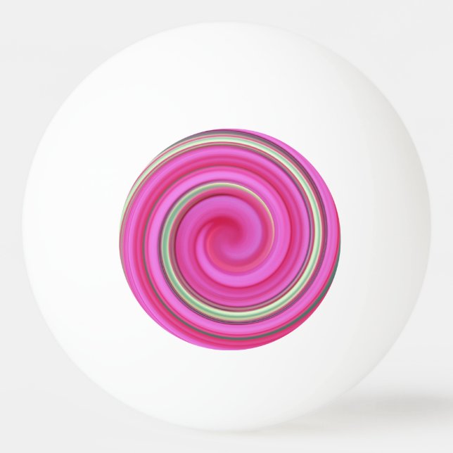 Pelota De Ping Pong Espiral rosa y verde (Anverso)