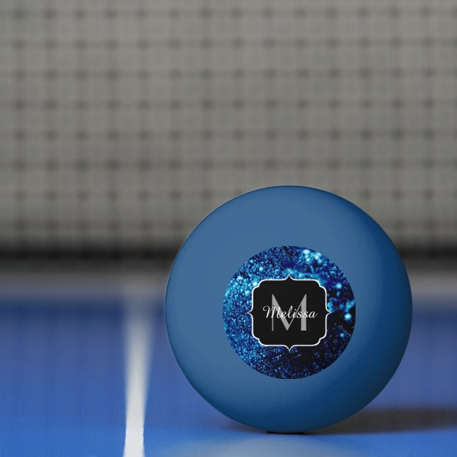 Pelota De Ping Pong Espumas azules Resumen Burbujas congeladas Monogra (Neto)
