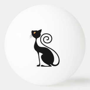 Pelota De Ping Pong Estilo de cosecha de gato negro