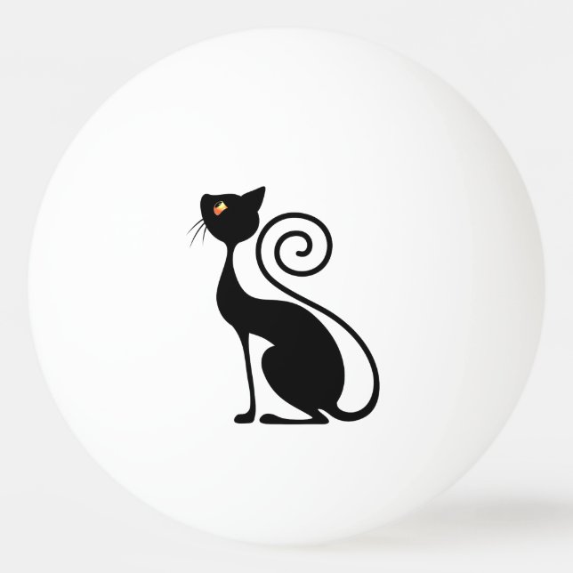 Pelota De Ping Pong Estilo de cosecha de gato negro (Anverso)