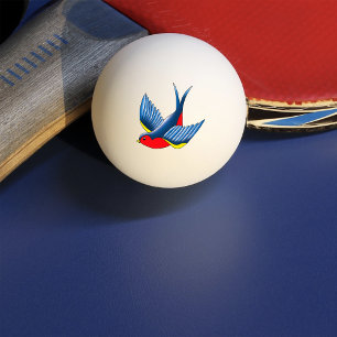 Pelota De Ping Pong Estilo de tatuaje de pájaro golondrina azul atrevi