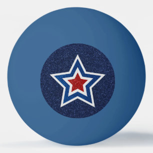 Pelota De Ping Pong Estrella Roja, Blanca y Azul de Glitter 4 de Julio