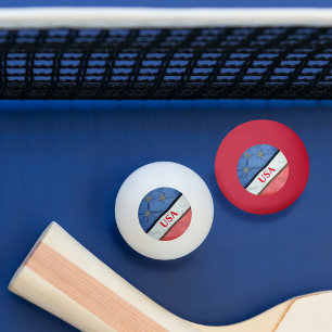 Pelota De Ping Pong Estrellas blancas y azules rojas y Bandera estadou