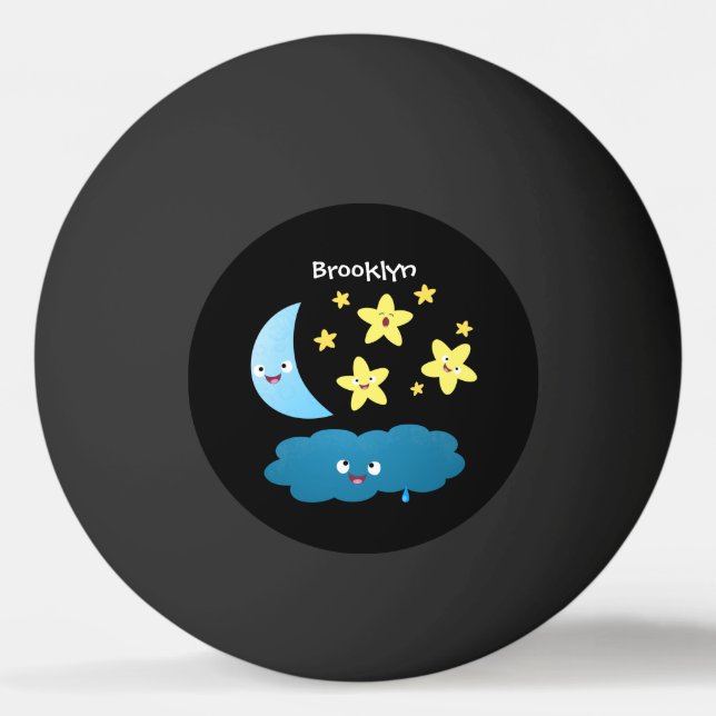 Pelota De Ping Pong Estrellas de canto, personalizado de luna y nube (Anverso)
