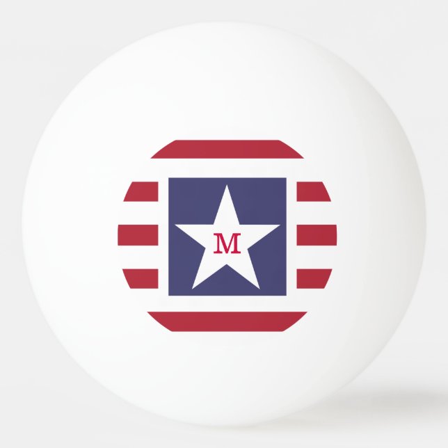 Pelota De Ping Pong Estrellas de personalizable y Momograma de Stripes (Anverso)