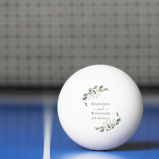 Pelota De Ping Pong Eucalyptus Greenery Monograma Boda (Neto)