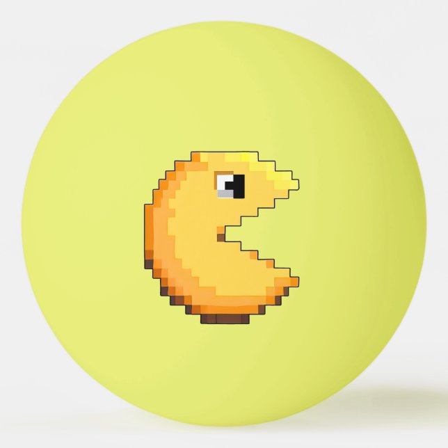 Pelota De Ping Pong fan art PacMan tribute jaune noir pixel art (Anverso)