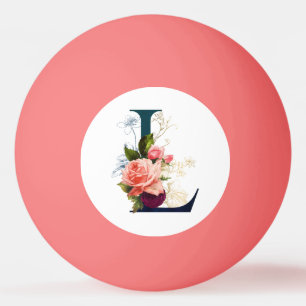 Pelota De Ping Pong Fancy Floral Monograma L rosa