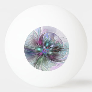 Pelota De Ping Pong Fantasía abstracta moderna fractal floral colorida