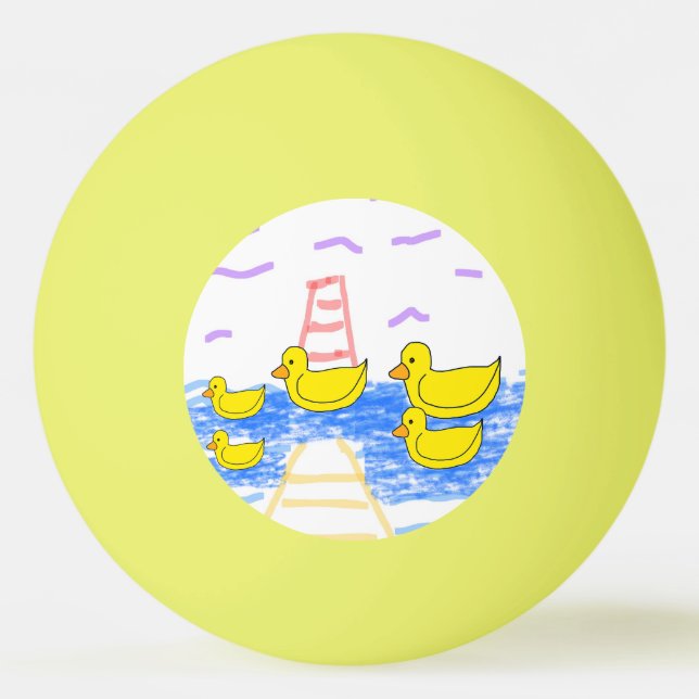 Pelota De Ping Pong Faro de la familia del pato amarillo Pier Ping Pon (Anverso)