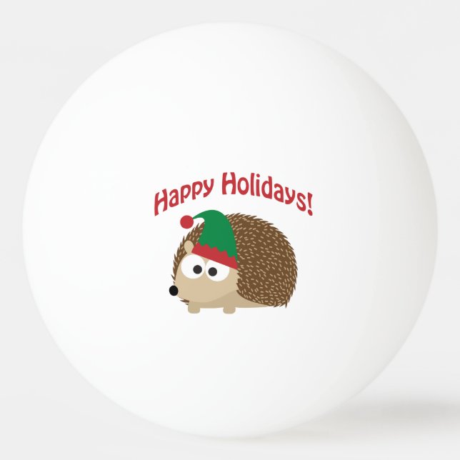 Pelota De Ping Pong Felices fiestas Cute Hedgehog Navidades Elf (Anverso)