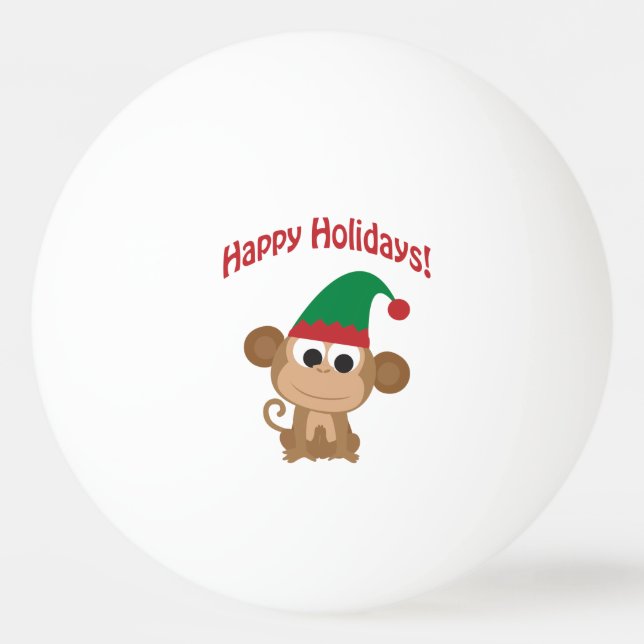 Pelota De Ping Pong ¡Felices Fiestas! Elf Navidades de mono (Anverso)
