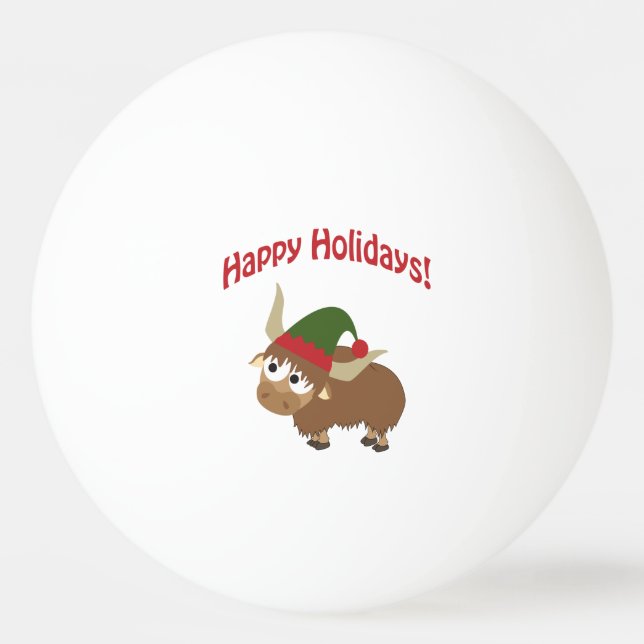 Pelota De Ping Pong ¡Felices Fiestas! Yak Navidades Elf (Anverso)