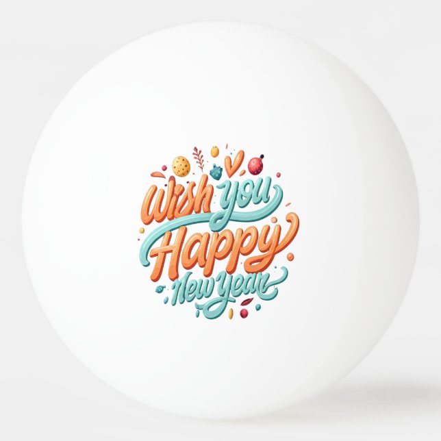 Pelota De Ping Pong Feliz Año Nuevo (Anverso)