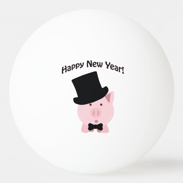 Pelota De Ping Pong ¡Feliz Año Nuevo! Cerdo Dapper (Anverso)