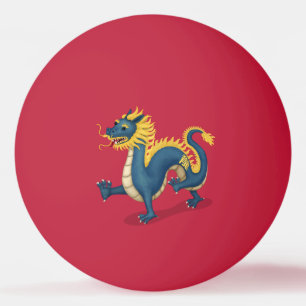 Pelota De Ping Pong "Feliz Año Nuevo" en rojo dragón chino 2024