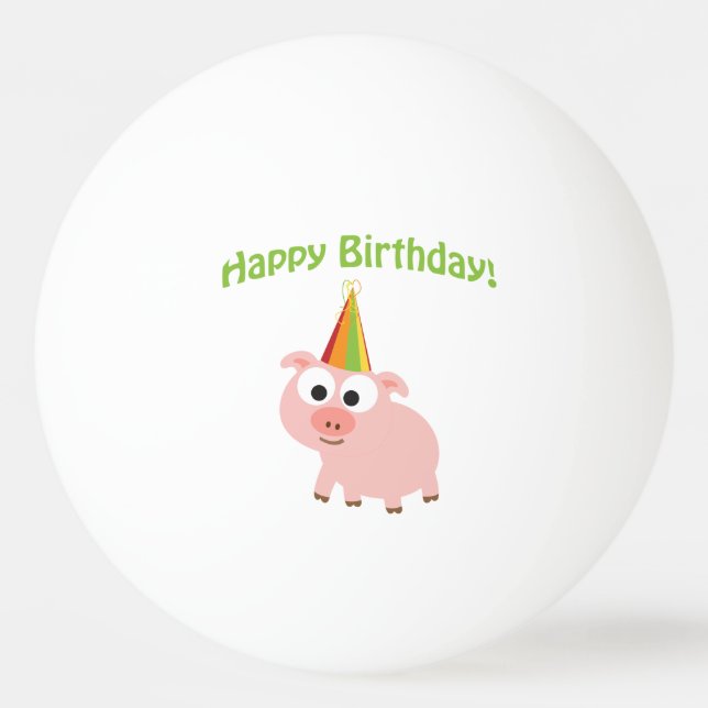 Pelota De Ping Pong ¡Feliz cumpleaños! Cerdo cúbico (Anverso)