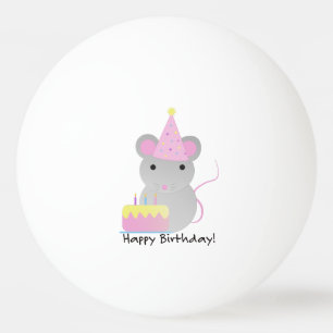 Pelota De Ping Pong Feliz Cumpleaños Cute Parrty Mouse