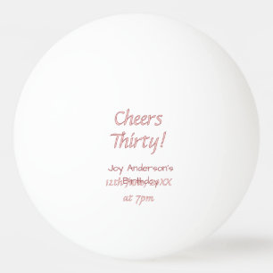 Pelota De Ping Pong feliz cumpleaños treinta rosa marrón nombre trendy