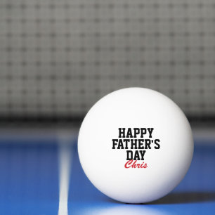 Pelota De Ping Pong Feliz Día del Padre Monogramado Negro y Rojo