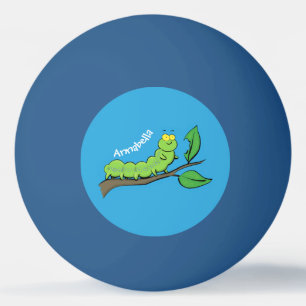 Pelota De Ping Pong Feliz ilustracion personalizado de oruga verde