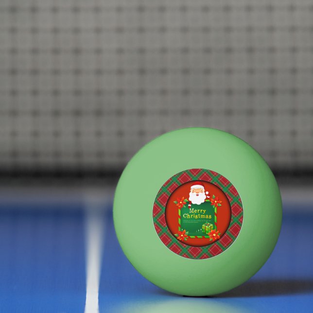 Pelota De Ping Pong Feliz Navidad Santa Tartan Plaid (Neto)