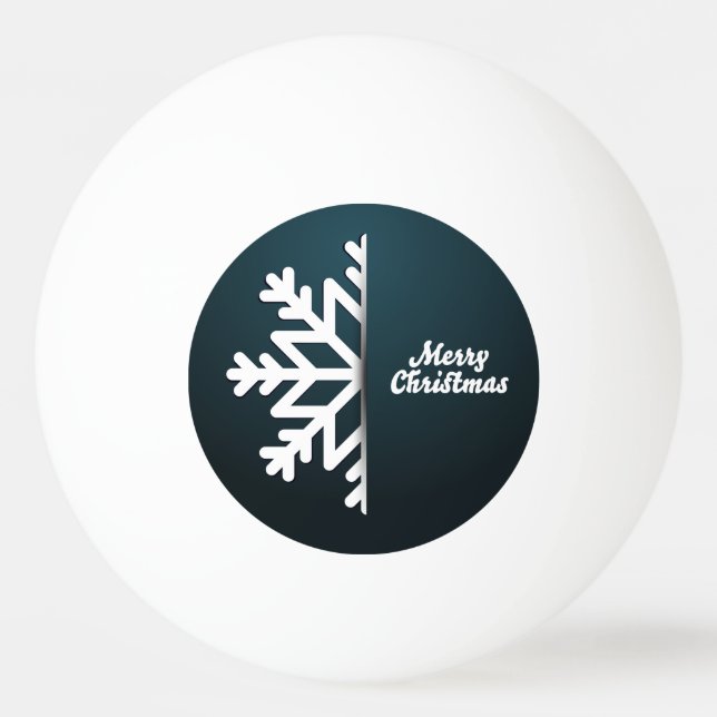Pelota De Ping Pong Feliz Navidad Snowflake Blue (Anverso)