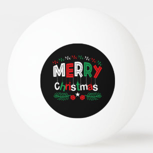 Pelota De Ping Pong Feliz Navidad Verde Rojo Blanco