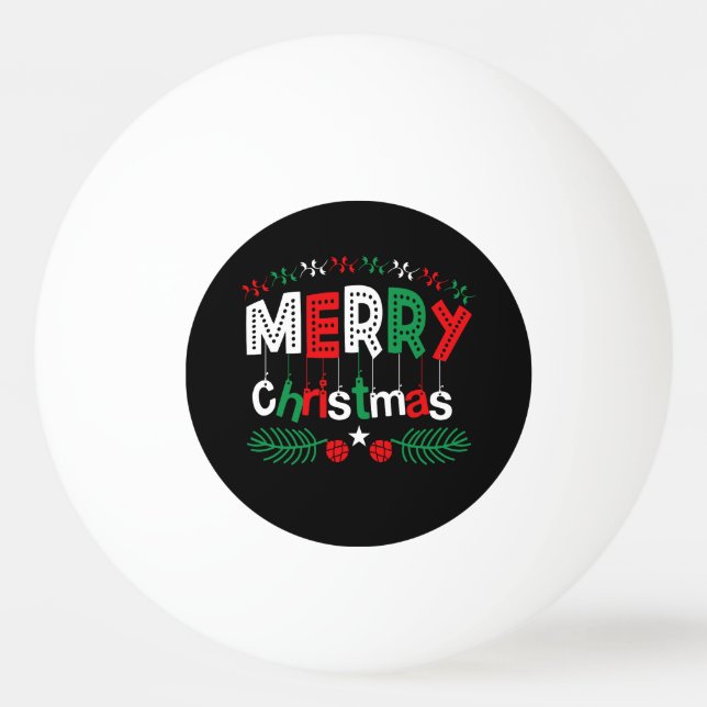 Pelota De Ping Pong Feliz Navidad Verde Rojo Blanco (Anverso)