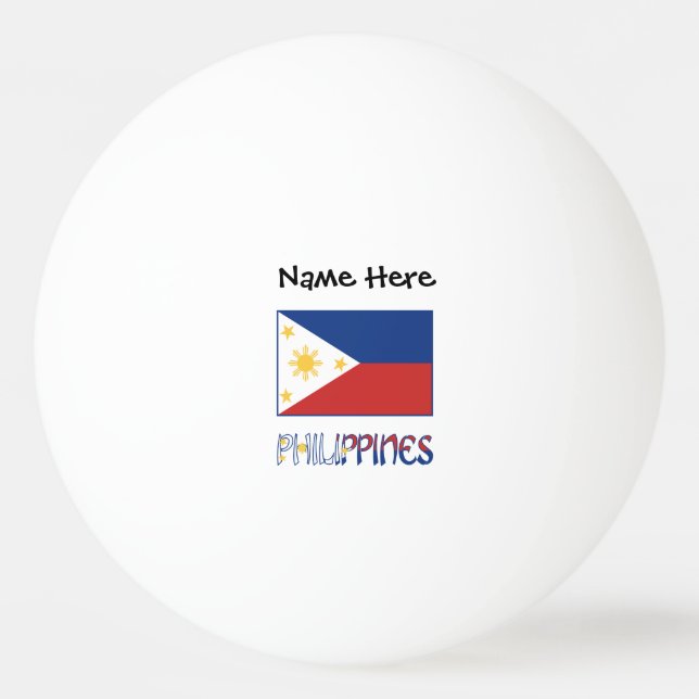 Pelota De Ping Pong Filipinas y la bandera filipina y tu nombre (Anverso)