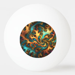 Pelota De Ping Pong Flamas de color: Verde azulado, dorado, danza frac