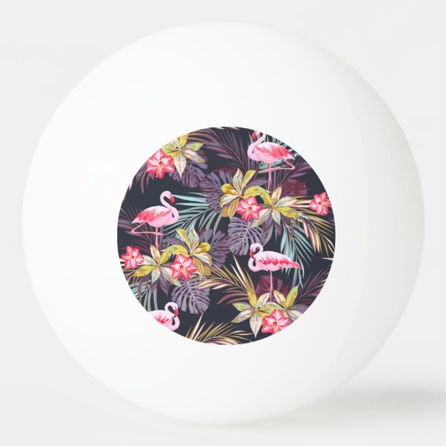 Pelota De Ping Pong Flamingo Tropical: Patrón veraniego sin foco (Anverso)