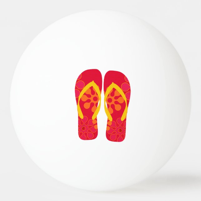 Pelota De Ping Pong Flip Flops, Fiesta de playa de verano rojo (Anverso)
