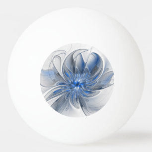 Pelota De Ping Pong Flor abstracta de arte fractal acuarela gris azul