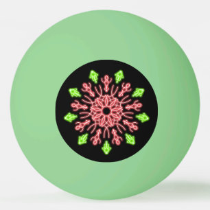 Pelota De Ping Pong Flor de neón roja y verde