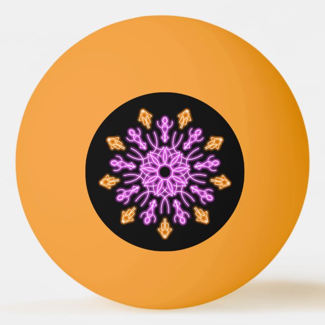 Pelota De Ping Pong Flor de neón rosa y naranja (Anverso)