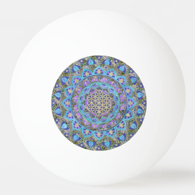 Pelota De Ping Pong Flor De Vida - Mandala Estilo India 2 (Anverso)