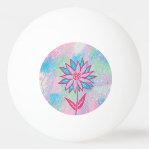 Pelota De Ping Pong Flor Pastel dibujada a mano