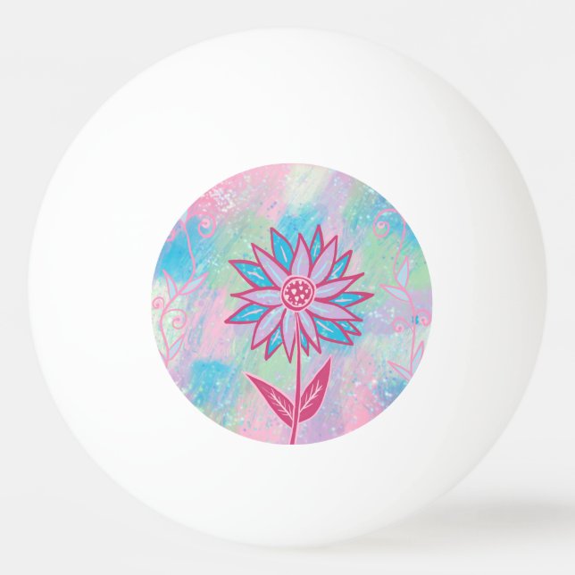Pelota De Ping Pong Flor Pastel dibujada a mano (Anverso)