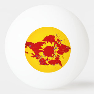 Pelota De Ping Pong Flor roja y amarilla