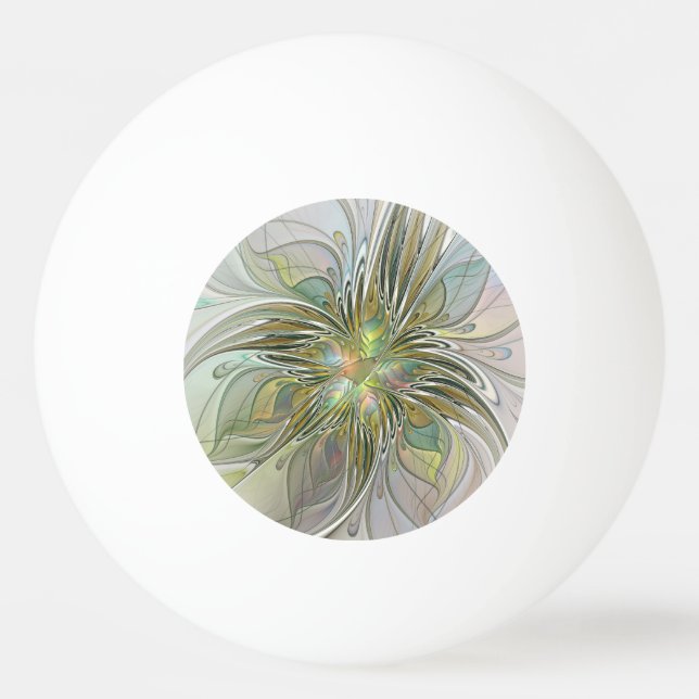 Pelota De Ping Pong Floral Fantasy Modern Fractal Art Flower With Gold (Anverso)