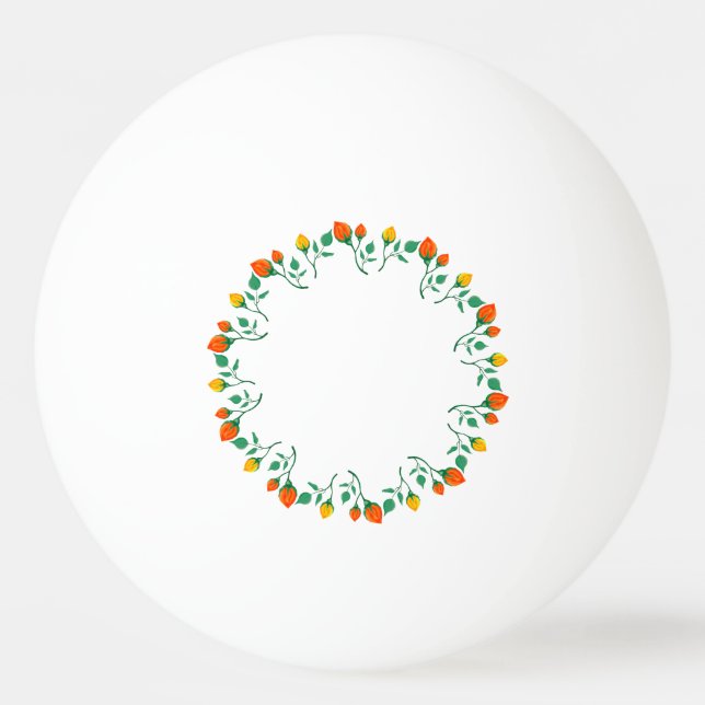 Pelota De Ping Pong Floral round frame with yellow and red rose flower (Anverso)