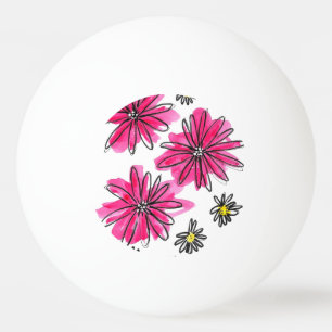 Pelota De Ping Pong Flores blancas y rosas singulares