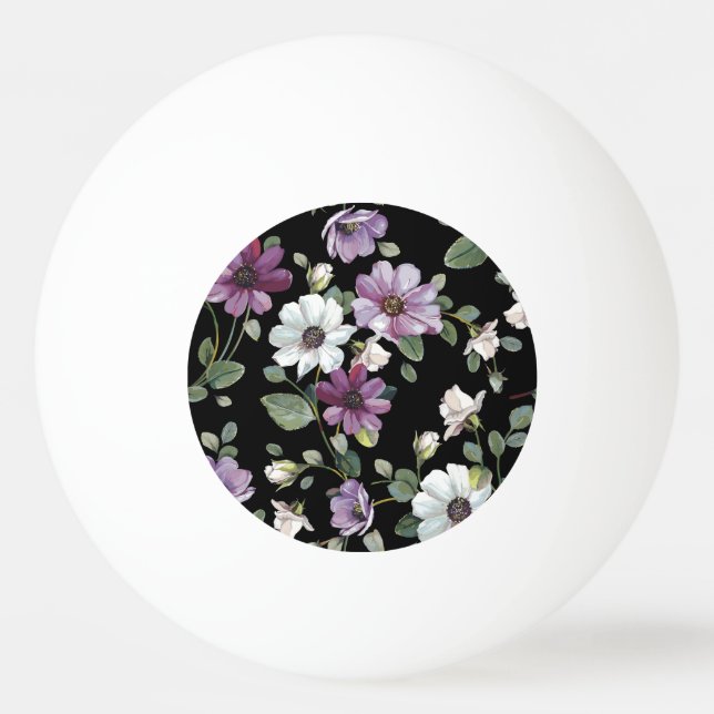Pelota De Ping Pong Flores Cosmos Elegantes: Sin Marea acuarela. (Anverso)