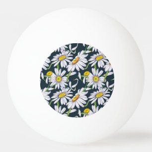 Pelota De Ping Pong Flores De Chamomile: Acuarela Azul Oscuro.