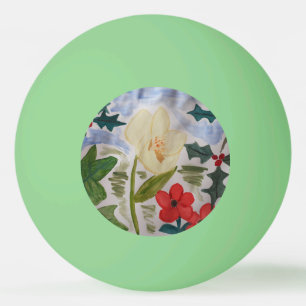 Pelota De Ping Pong Flores de invierno y acebo