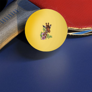 Pelota De Ping Pong Flores de retrato amarillo de jirafa