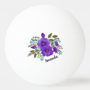 Pelota De Ping Pong Flores moradas personalizadas